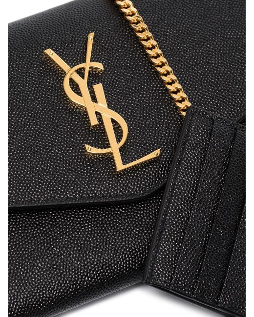 Saint Laurent Black Uptown Leather Wallet On Chain