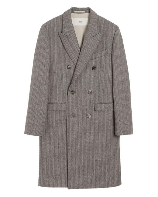 AMI Gray Wool Coat for men