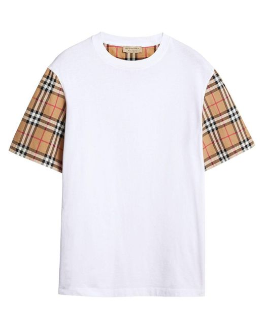 Burberry White Vintage Check-sleeve T-shirt