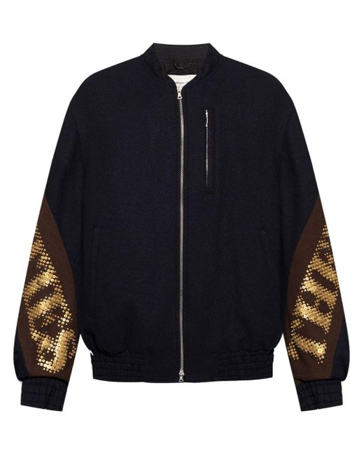 Dries Van Noten Blue Wool Bomber Jacket for men