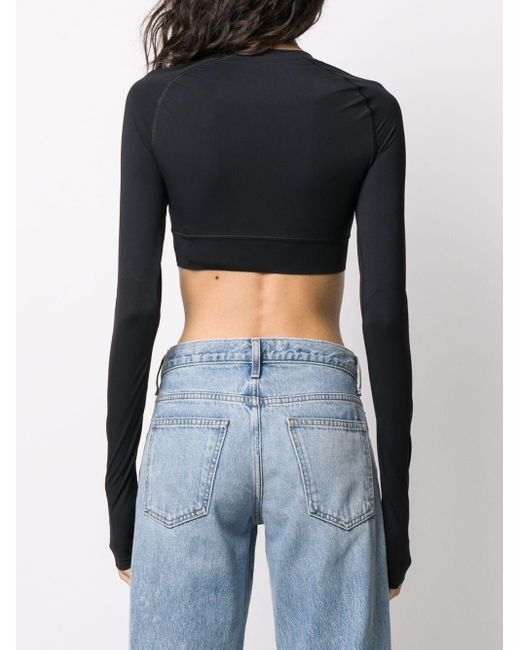 Off-White c/o Virgil Abloh Active Long Sleeve Crop Top in Black
