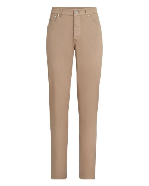 Brunello Cucinelli Natural Cotton Slim Trousers for men
