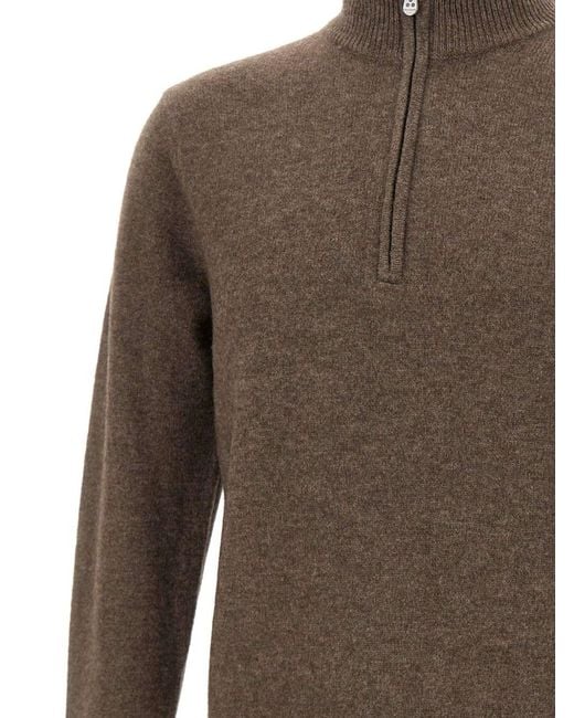 Peuterey Brown Long-Sleeved Crewneck Sweater With Logo for men