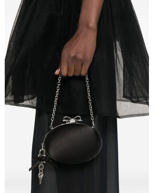 Self-Portrait Black Satin Clutch
