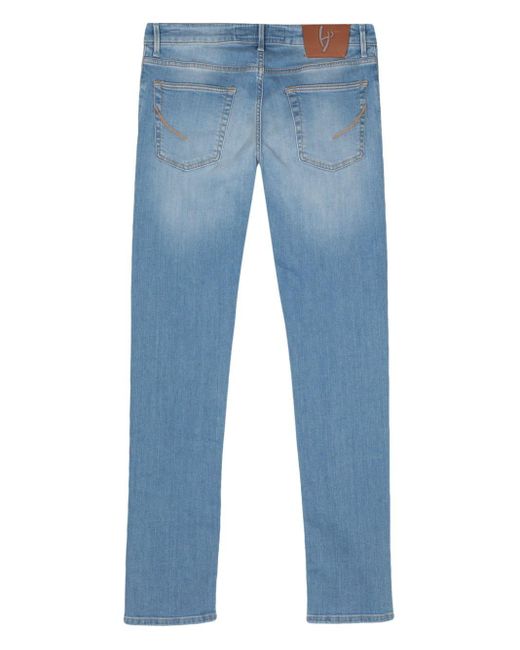 Hand Picked Blue Mid-rise Slim-fit Jeans for men