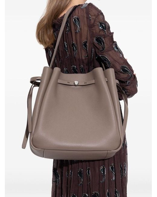 Tory Burch Brown Romy Large Leather Bucket Bag