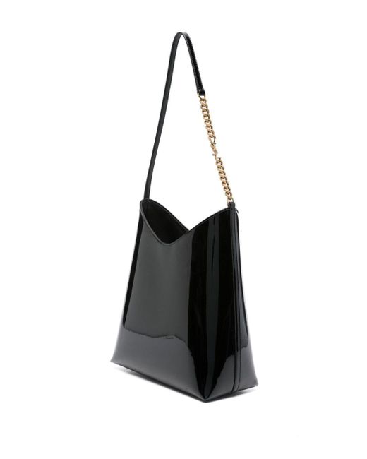 Saint Laurent Black Rendez-vous Patent Leather Hobo Bag
