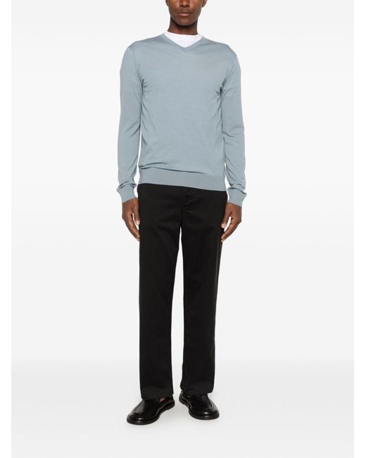 The Row Blue Senna Wool V-Necked Sweater for men
