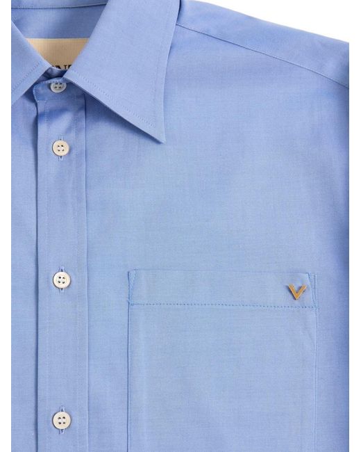 Valentino Blue Vgold Cotton Shirt for men