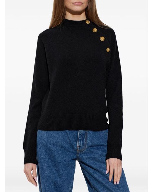 Balmain Blue Cashmere Crewneck Sweater