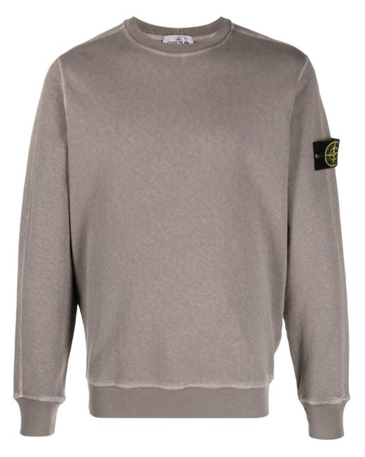 Stone Island Gray Logo Cotton Sweatshirt for men