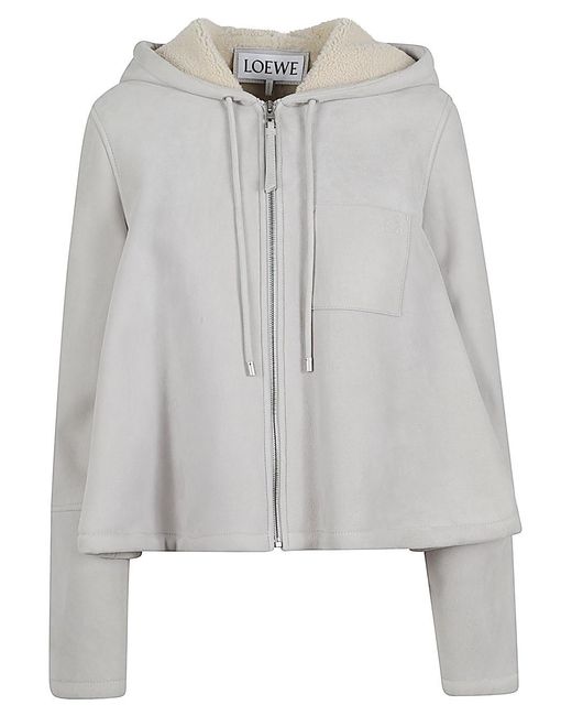 Loewe Gray Logo-Detail Hooded Jacket