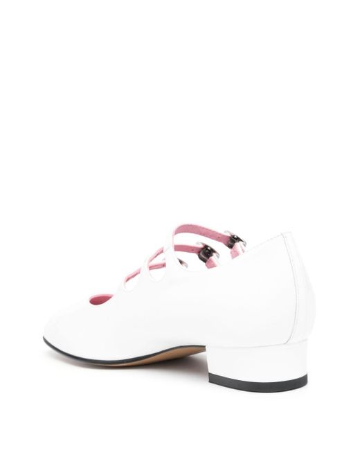 CAREL PARIS White Ariana Leather Mary Jane Shoes