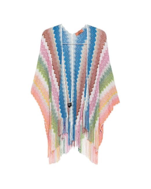 Missoni Blue Zig Zag Print Poncho