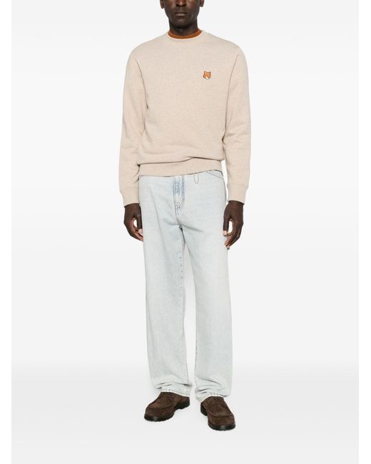 Maison Kitsuné Natural Fox Head Cotton Crewneck Sweatshirt for men