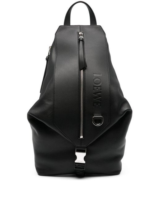 Loewe Black Leather Backpack for men