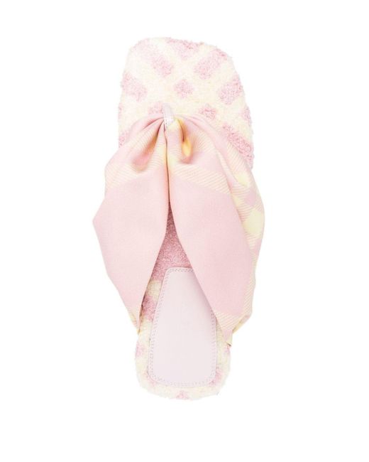 Burberry Pink Check Thong Sandals