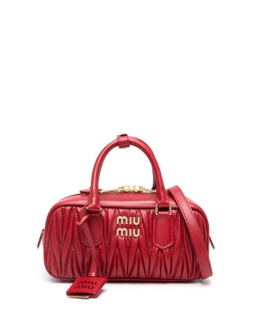 Miu Miu Red Arcadie Matelassé Leather Bag