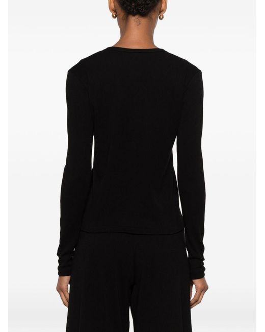 The Row Black Creps V-Necked Sweater