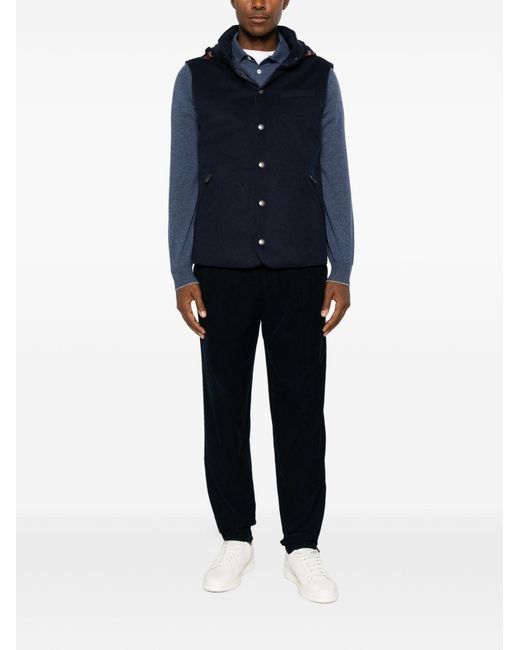 Brunello Cucinelli Blue Wool Padded Vest for men
