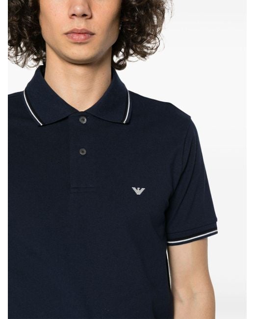 Emporio Armani Blue Stripe-edge Polo Shirt for men