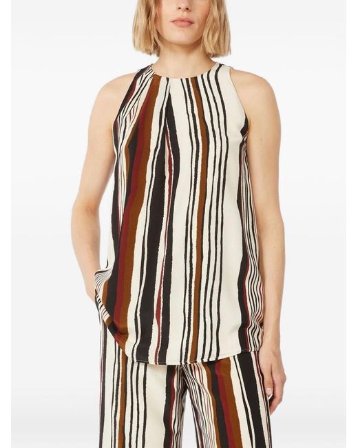 Max Mara White Striped Silk Top