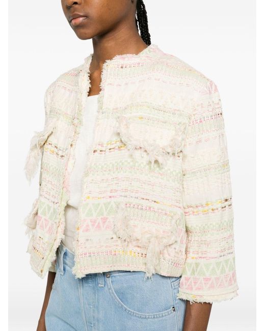 Bye White Cotton Blend Short Jacket