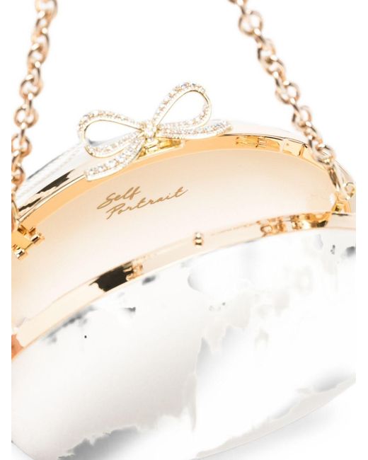 Self-Portrait White Satin Clutch