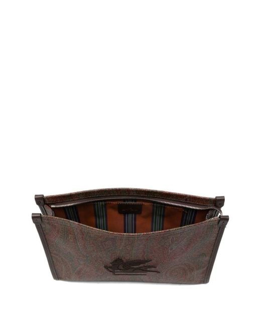Etro Brown Paisley Print Pouch for men
