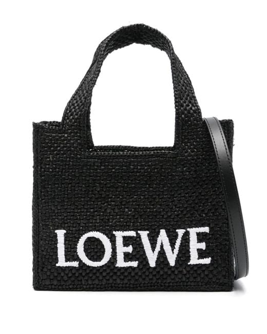 Mini Borsa Font In Rafia di Loewe in Black