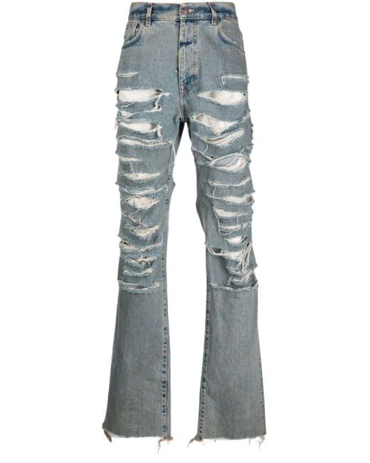 424 Blue Distressed-effect Straight-leg Jeans for men