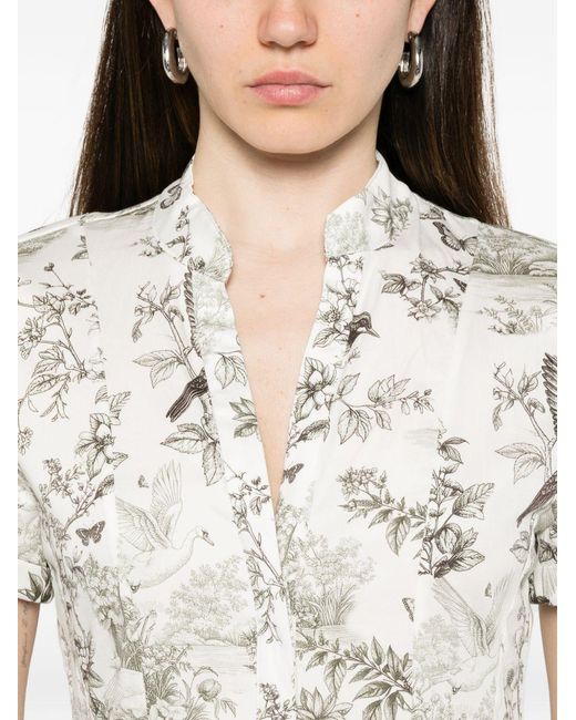 Alice + Olivia White Printed Cotton Midi Dress