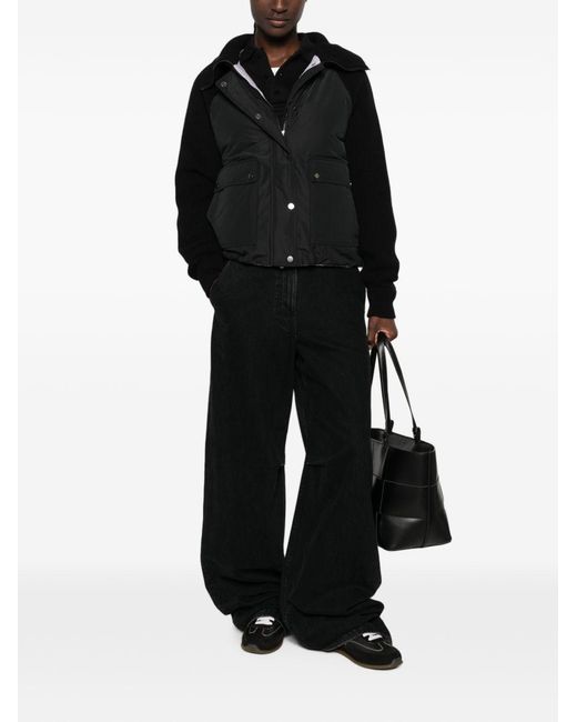 Brunello Cucinelli Black Taffeta And Wool Knit Down Jacket
