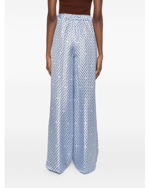 Max Mara Blue Silk Trousers