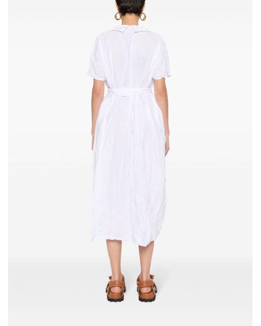 Daniela Gregis White Crinkled-effect Midi Dress