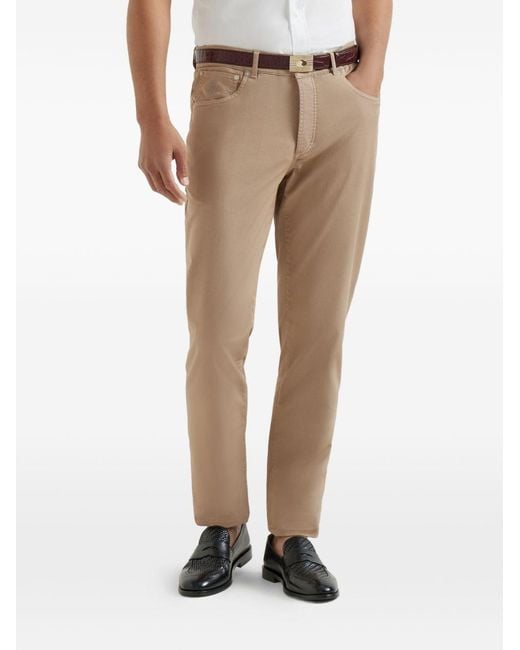 Brunello Cucinelli Natural Cotton Slim Trousers for men