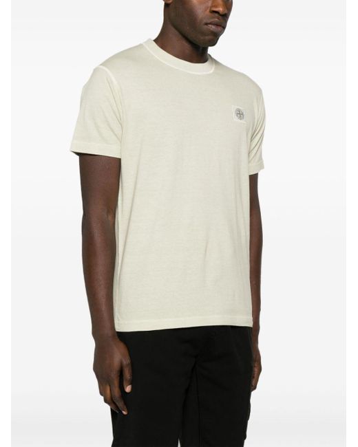 Stone Island White Compass-patch Cotton T-shirt for men