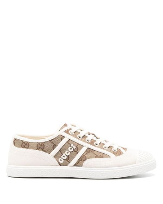 Gucci White Gg Supreme Canvas Sneakers
