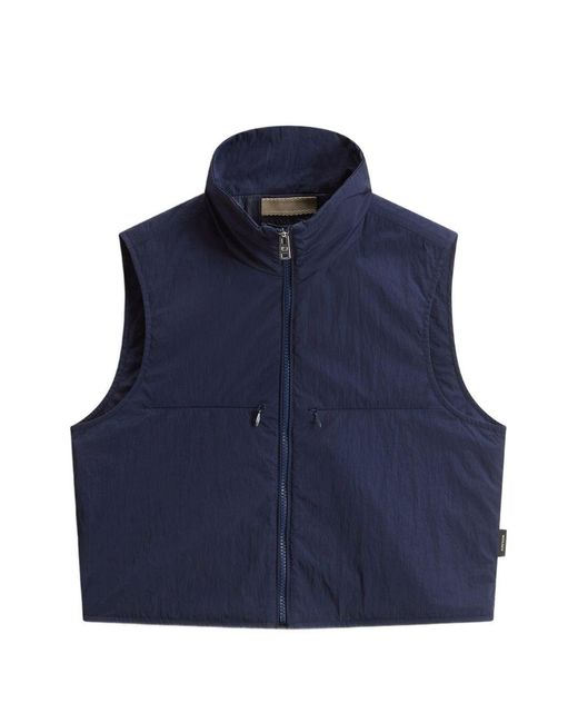Woolrich Blue Nylon Zipped Vest