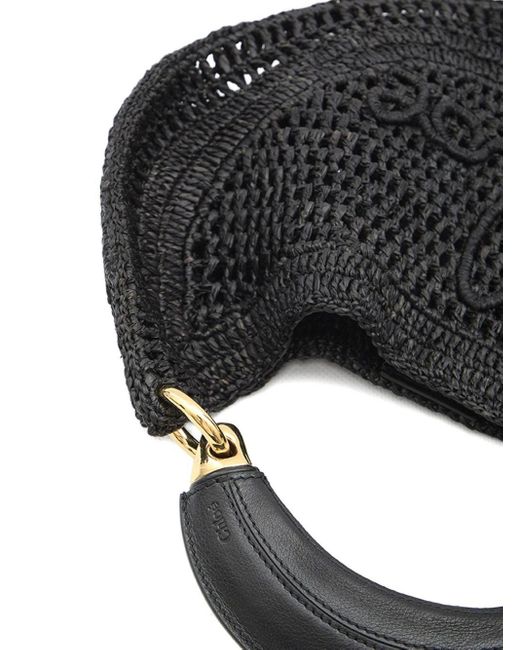 Chloé Black Summer Banan Rafia Hobo Bag