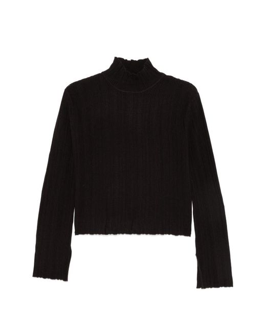 Alysi Black Wool Turtle-Neck Sweater