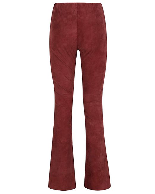 Via Masini 80 Red Suede Leather Trousers