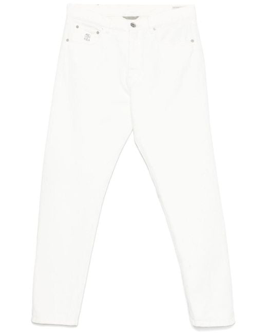 Brunello Cucinelli White Denim Cotton Jeans for men