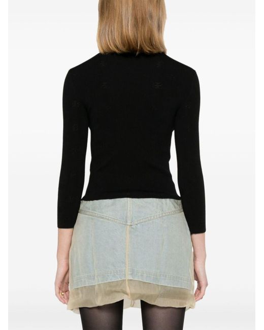 Balenciaga Black Open-Knit Wool Top