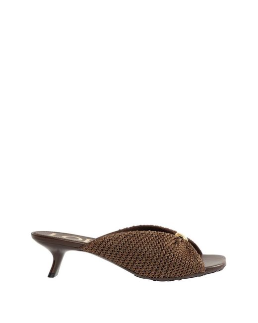 Loewe Brown Pebble Rafia Mules
