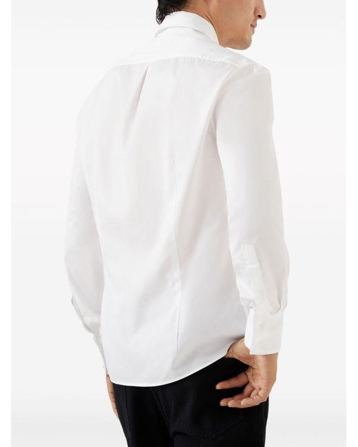 Brunello Cucinelli White Cotton Shirt for men