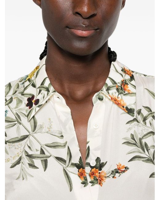 Alice + Olivia White Printed Silk Shirt
