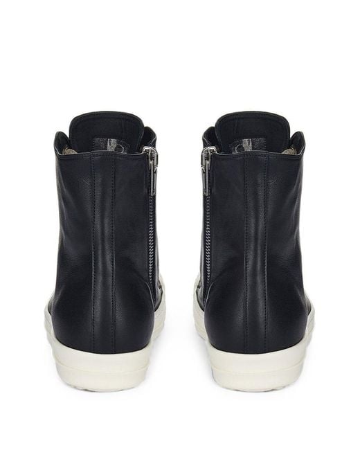 Rick Owens Black Jumbolace Leather Sneakers