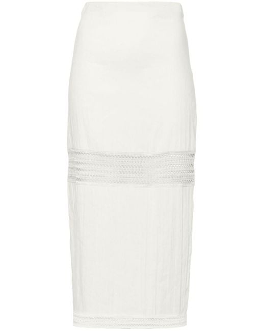 Patrizia Pepe White Lace-panels Midi Skirt
