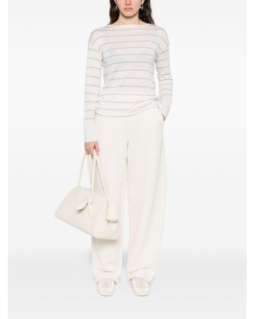 Max Mara White Cashmere And Silk Sweater